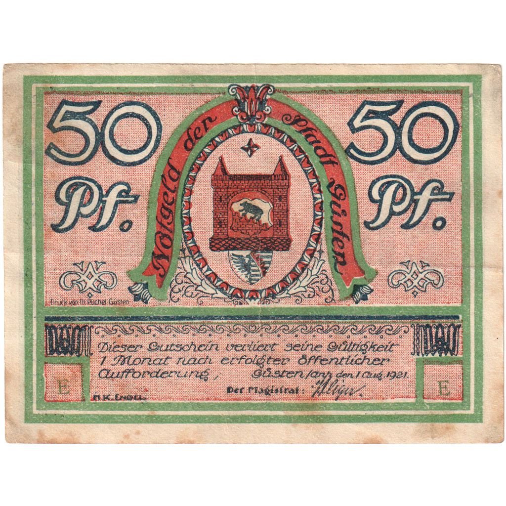 Duitsland, Güsten, 50 Pfennig, 1921-08-01, SUP