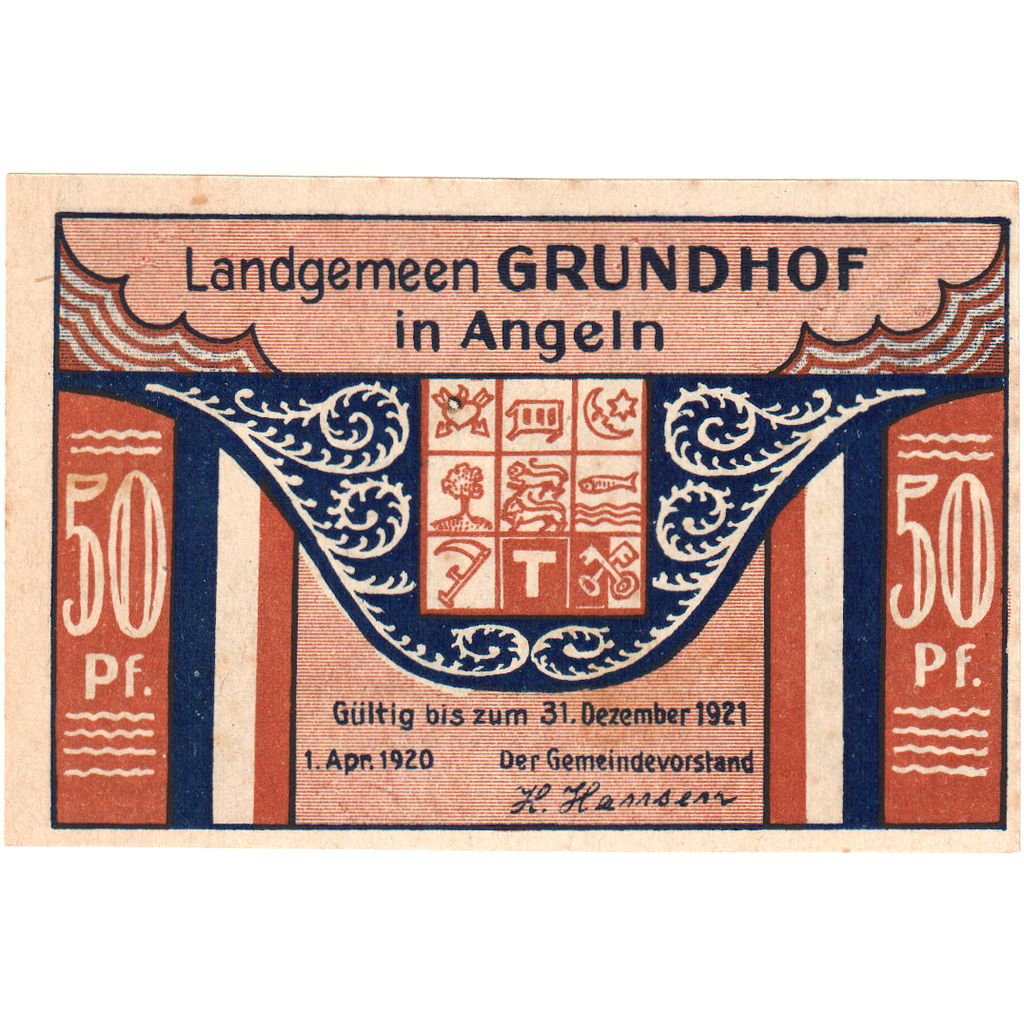 Deutschland, Grundhof in Angeln, 50 Pfennig, 1921-12-31, VZ