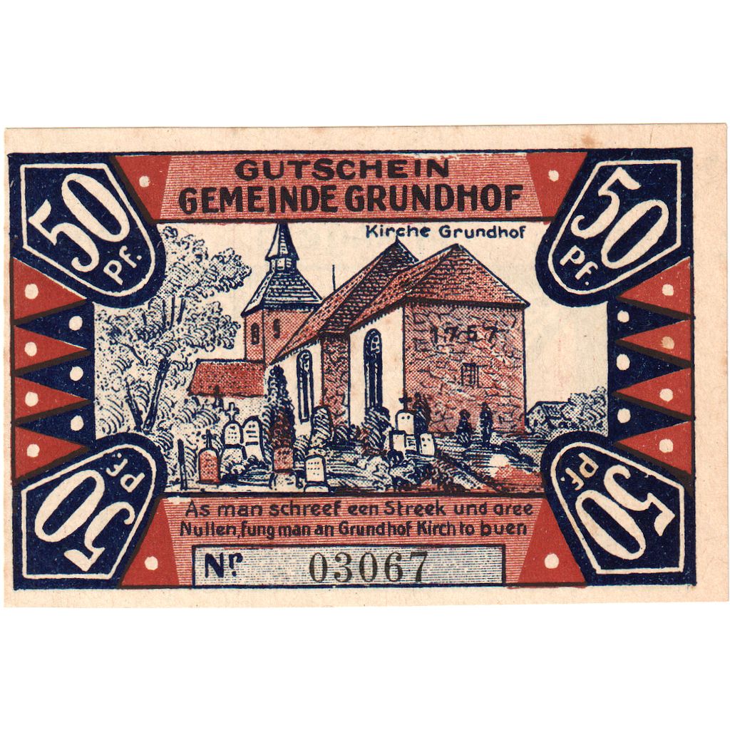 Deutschland, Grundhof in Angeln, 50 Pfennig, 1921-12-31, VZ