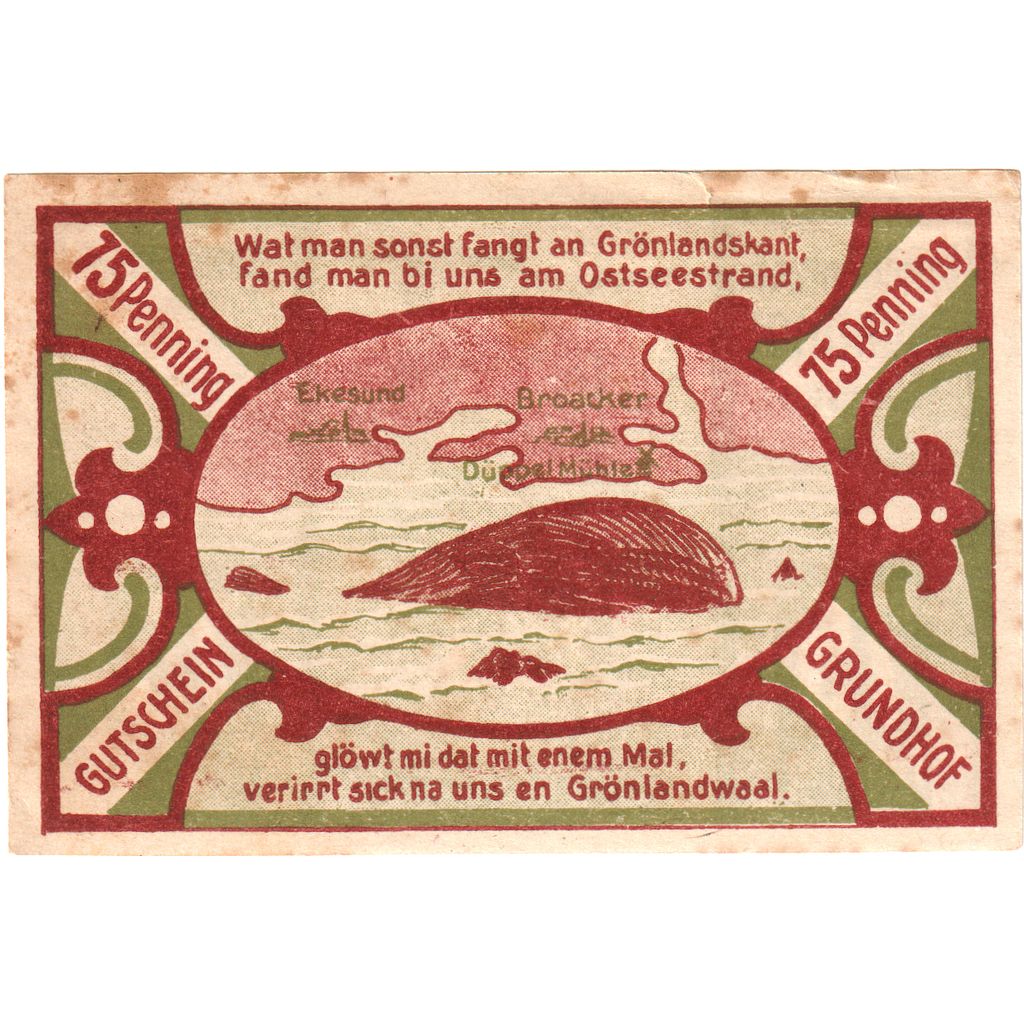Duitsland, Grundhof in Angeln, 75 Pfennig, 1921-12-31, SUP