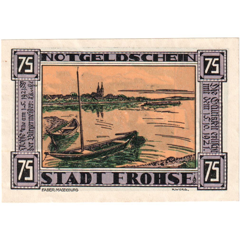 Alemania, Frohse, 75 Pfennig, 1920-10-15, SC