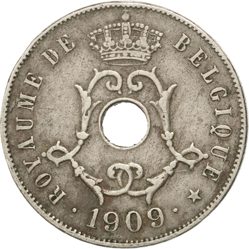Coin, Belgium, 25 Centimes, 1909, EF(40-45), Copper-nickel, KM:62