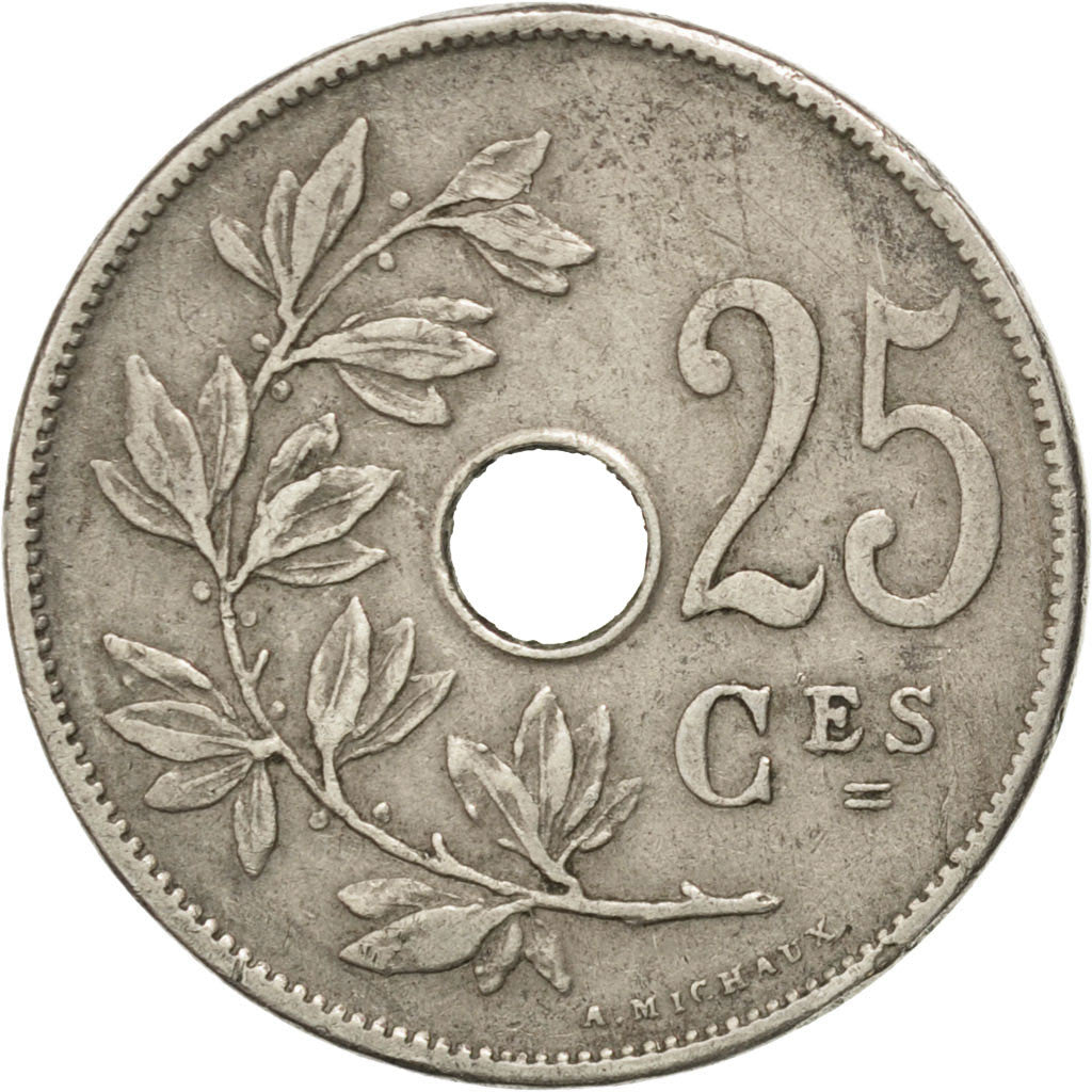 Coin, Belgium, 25 Centimes, 1909, EF(40-45), Copper-nickel, KM:62