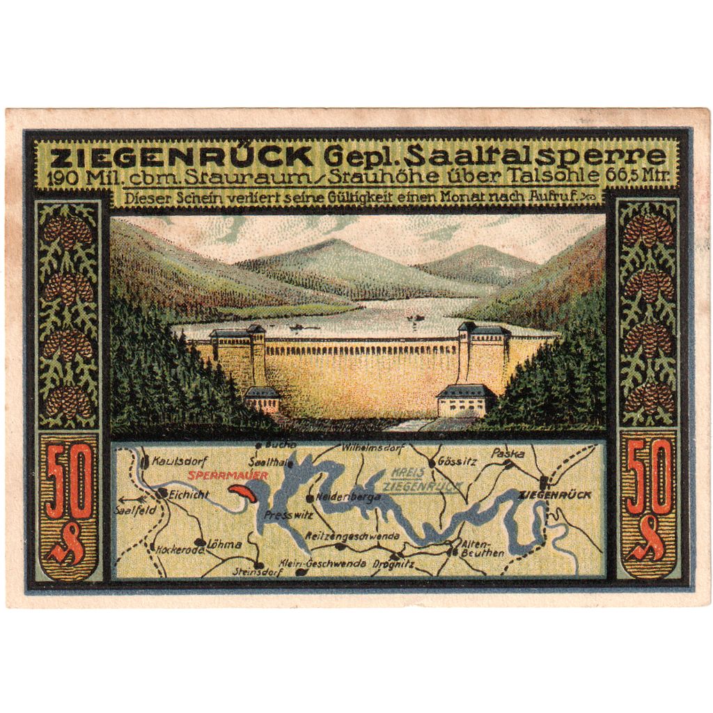 Alemania, Ziegenrück, 50 Pfennig, 1921-07-30, MBC+