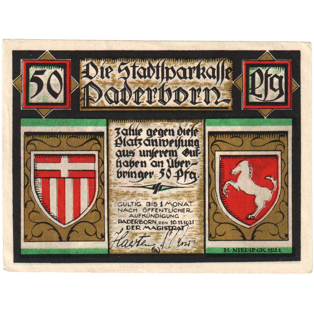 Alemania, Paderborn, 50 Pfennig, 1921-10-11, SC