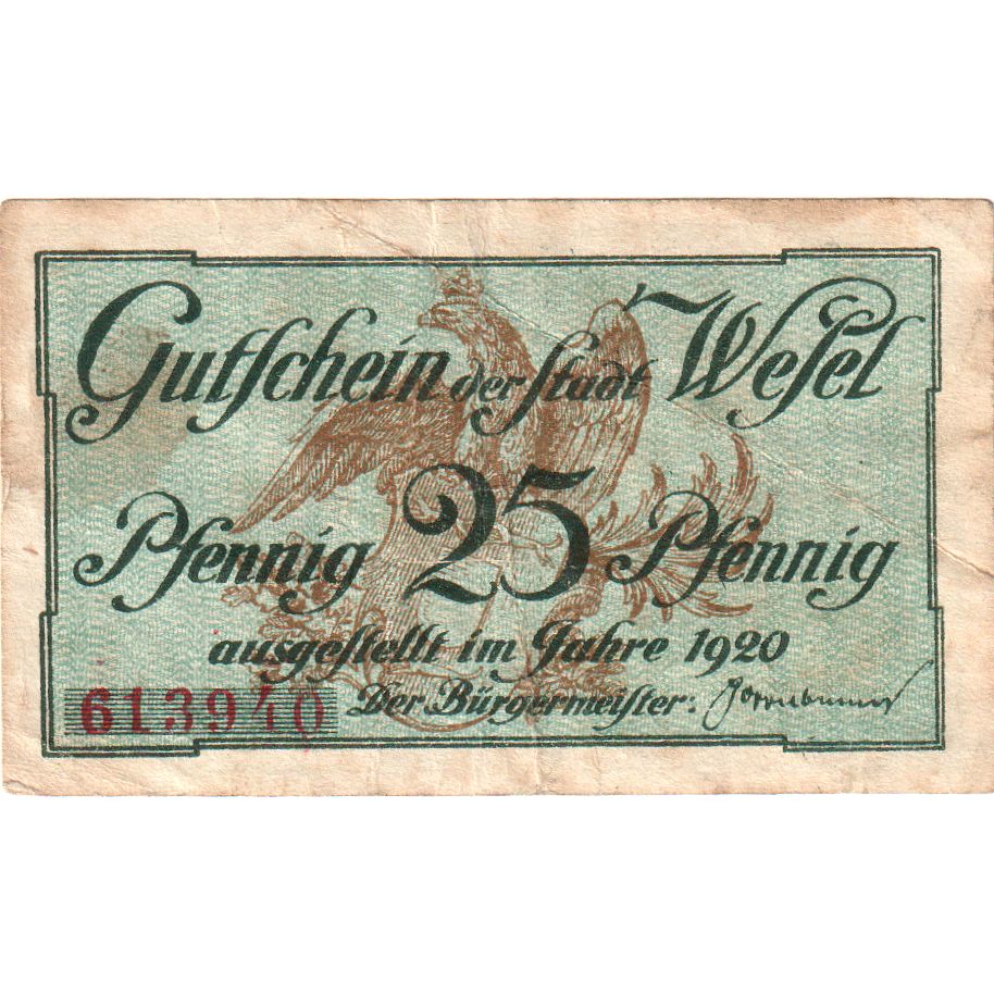 Alemania, Wesel, 25 Pfennig, 1921-09-30, BC