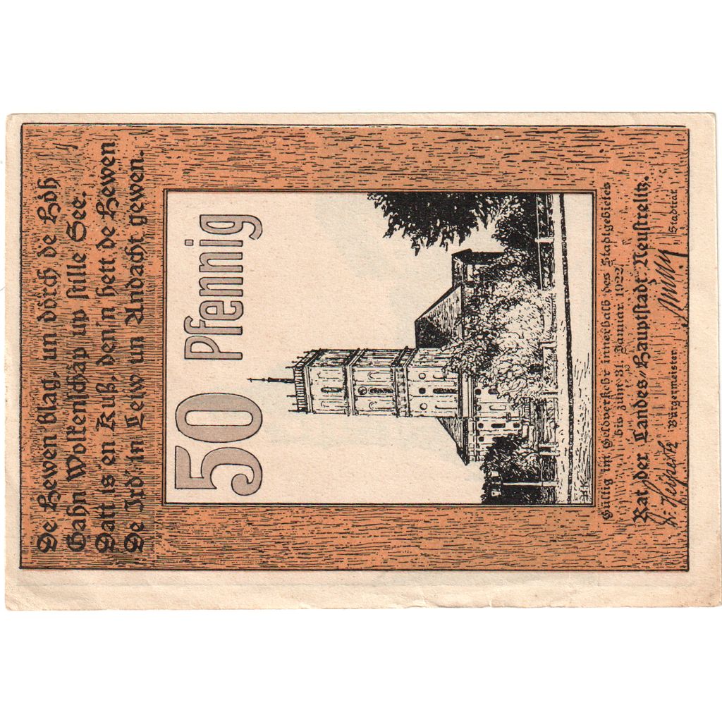 Alemania, Neustrelitz, 50 Pfennig, 1922-01-31, EBC