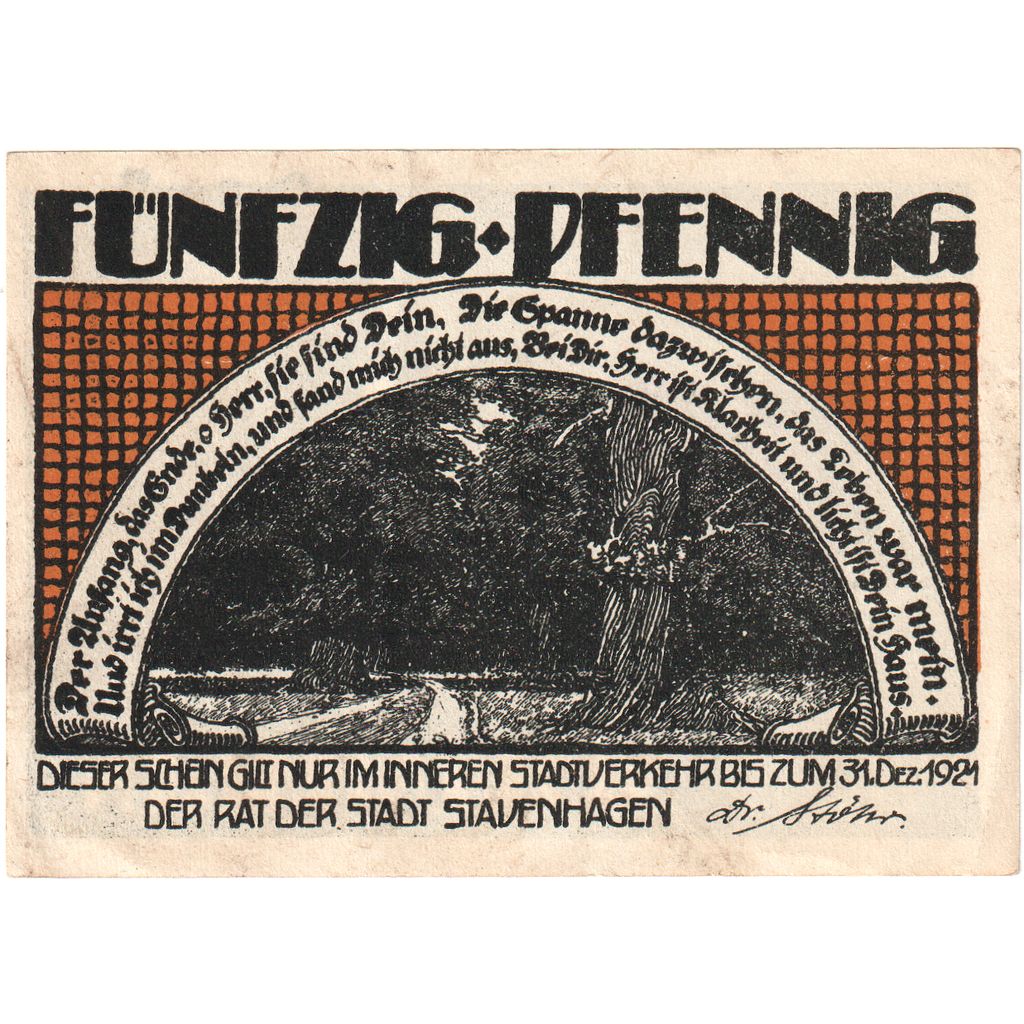 Alemania, Stavenhagen, 50 Pfennig, 1921-12-31, MBC
