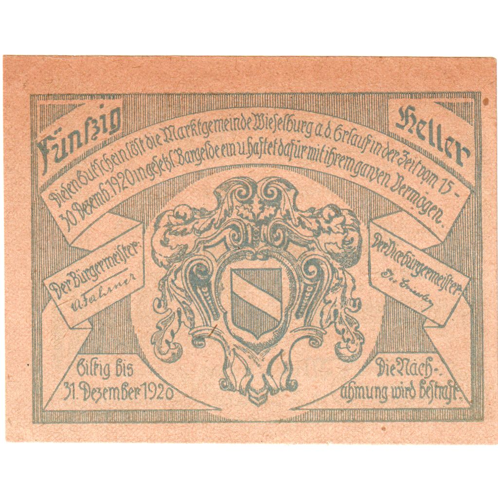 Alemania, Wieselburg, 50 Pfennig, 1921-12-31, SC