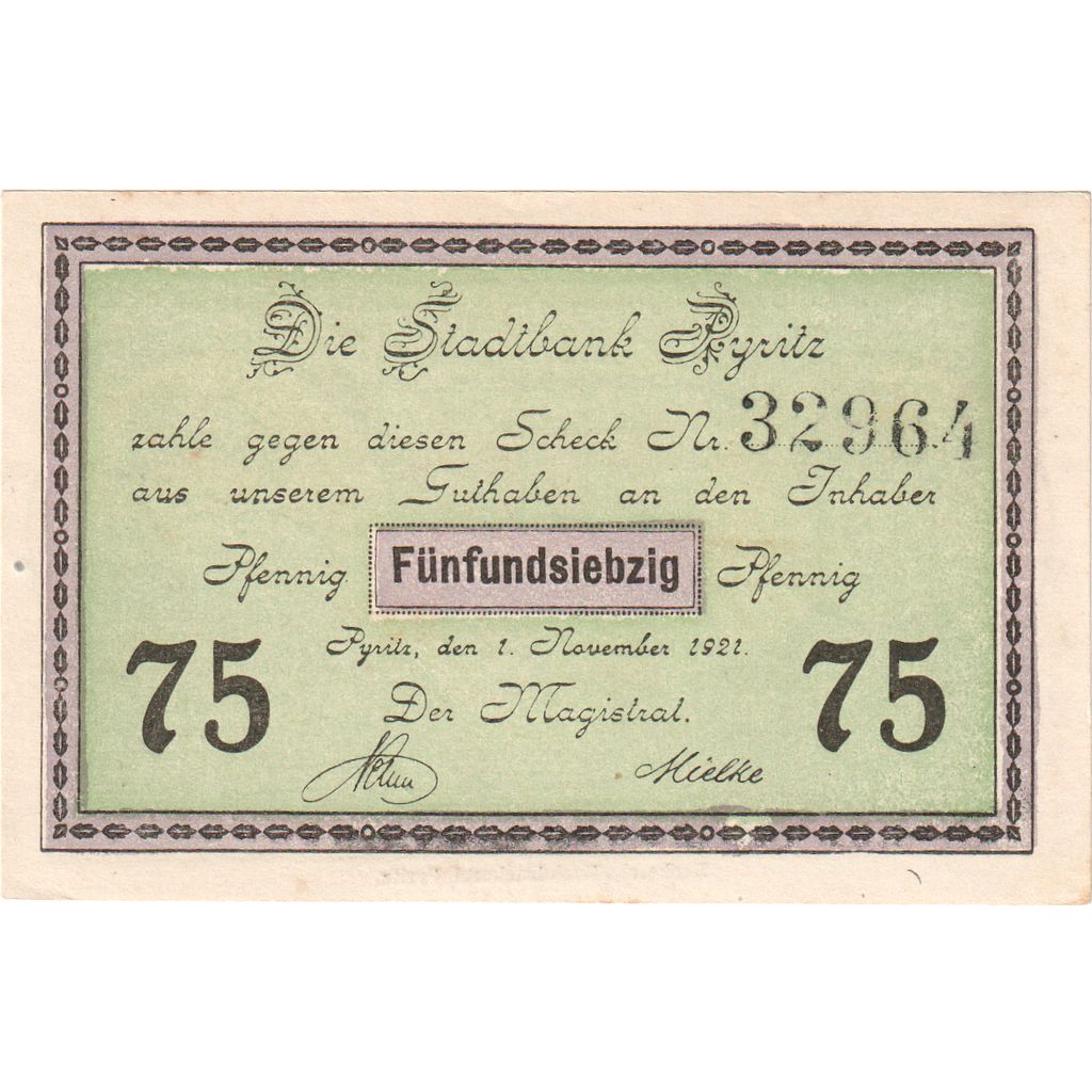 Alemania, Pyritz, 75 Pfennig, 1921-11-01, SC