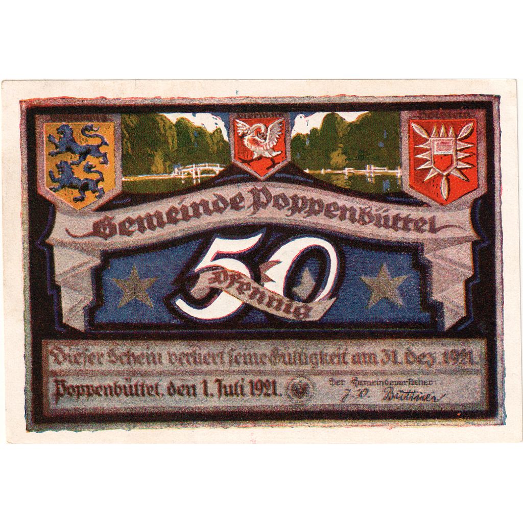 Alemania, Poppenbüttel, 50 Pfennig, 1921-12-31, EBC