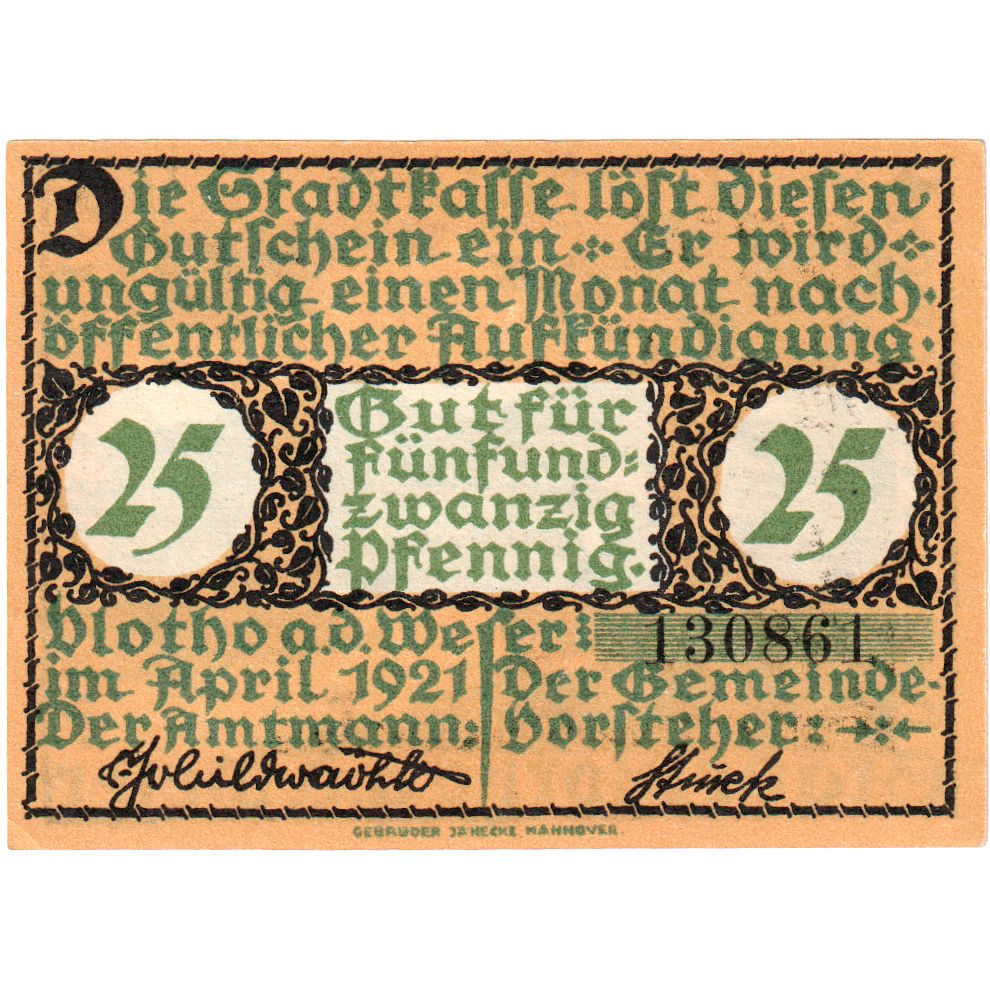 Alemania, Vlotho, 25 Pfennig, SC