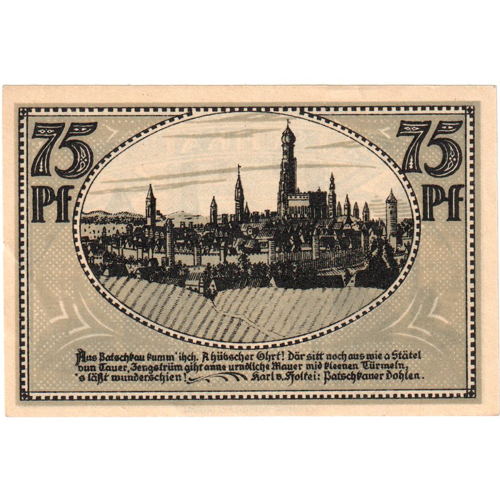 Alemania, Patschkau, 75 Pfennig, SC