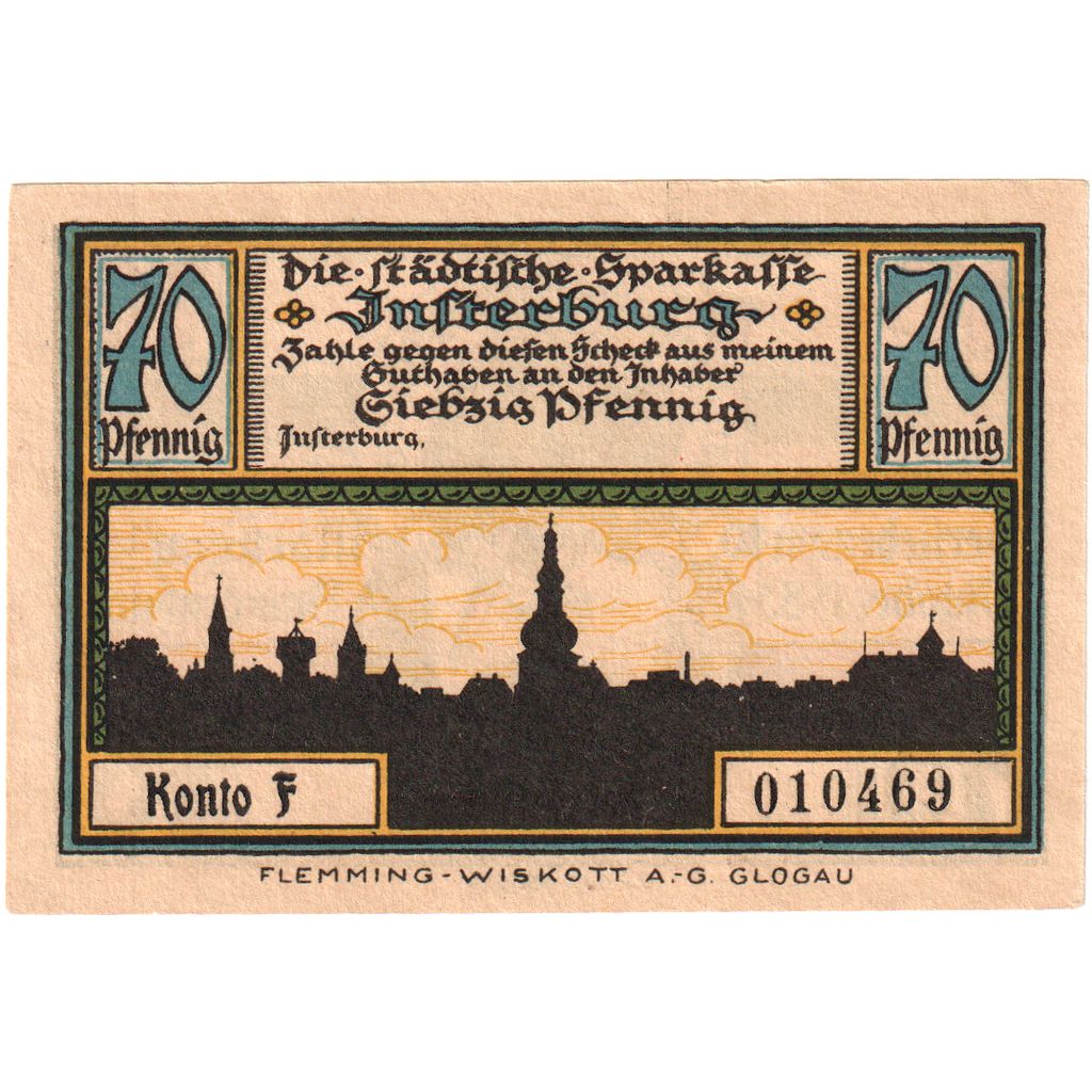Allemagne, Insterburg, 70 Pfennig, SPL