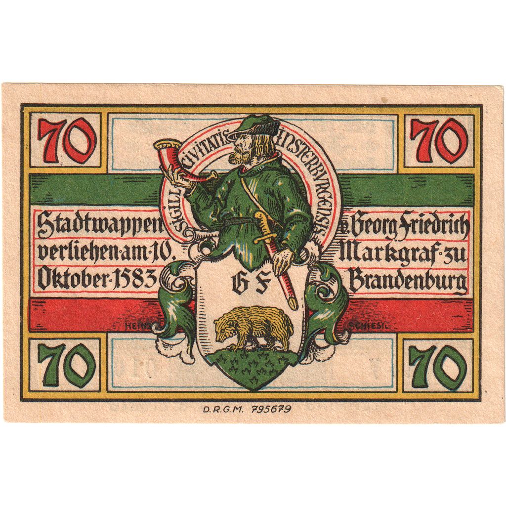 Allemagne, Insterburg, 70 Pfennig, SPL