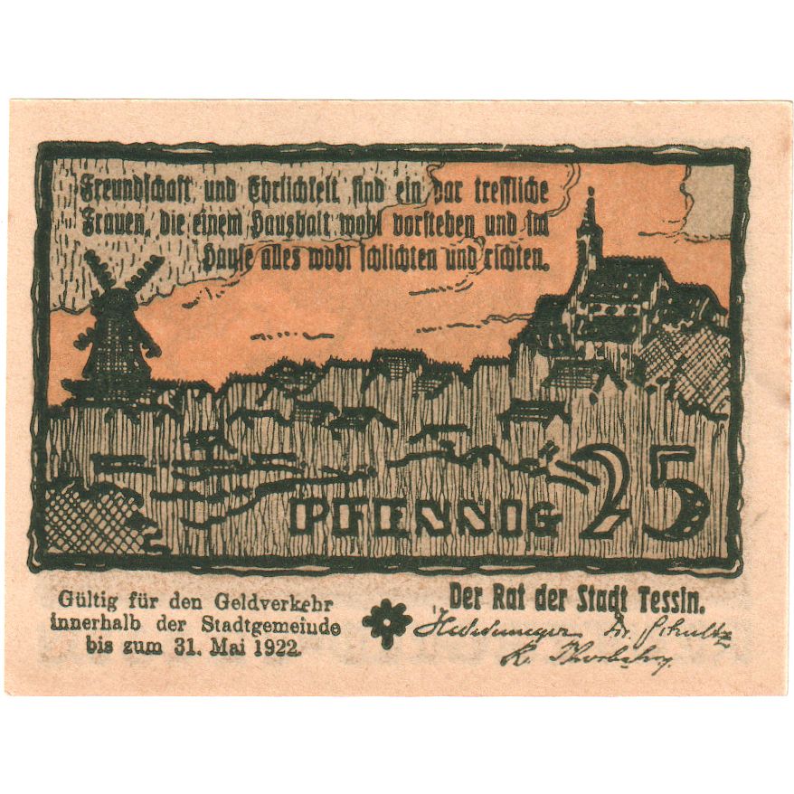 Duitsland, Tessin, 25 Pfennig, 1922-05-31, SPL