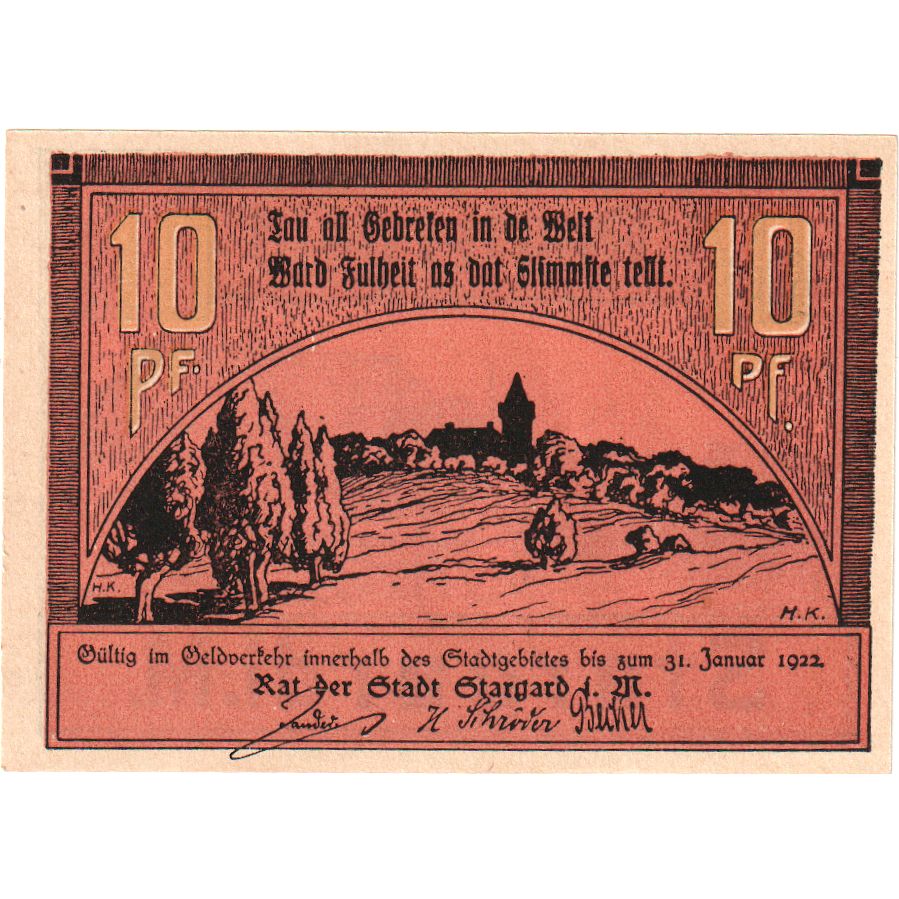Allemagne, Stargard, 10 Pfennig, 1922-01-31, SPL