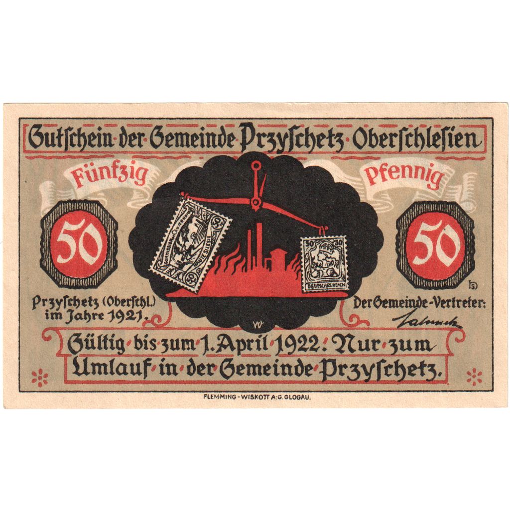 Duitsland, Przyschetz, 50 Pfennig, 1922-04-01, SPL