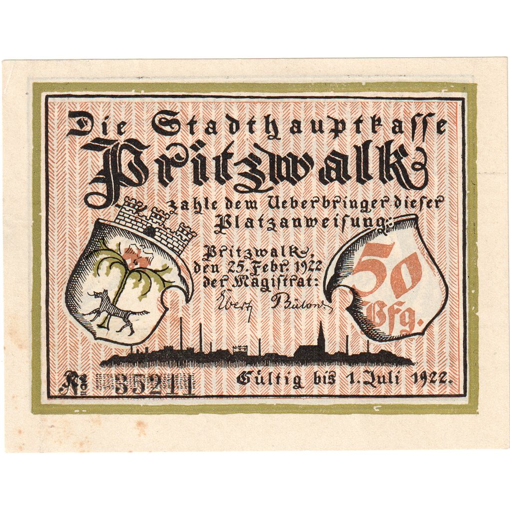 Alemania, Pritzwalk, 50 Pfennig, 1922-07-01, SC