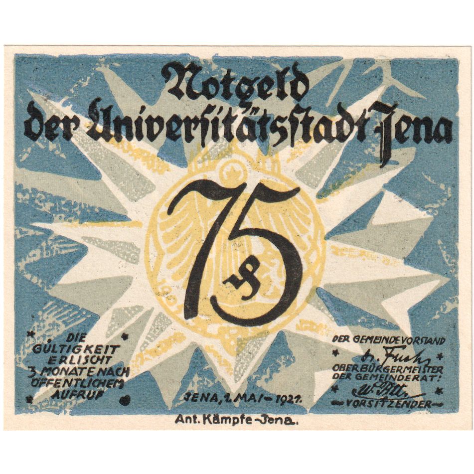 Alemania, Jena, 75 Pfennig, 1921-05-01, SC