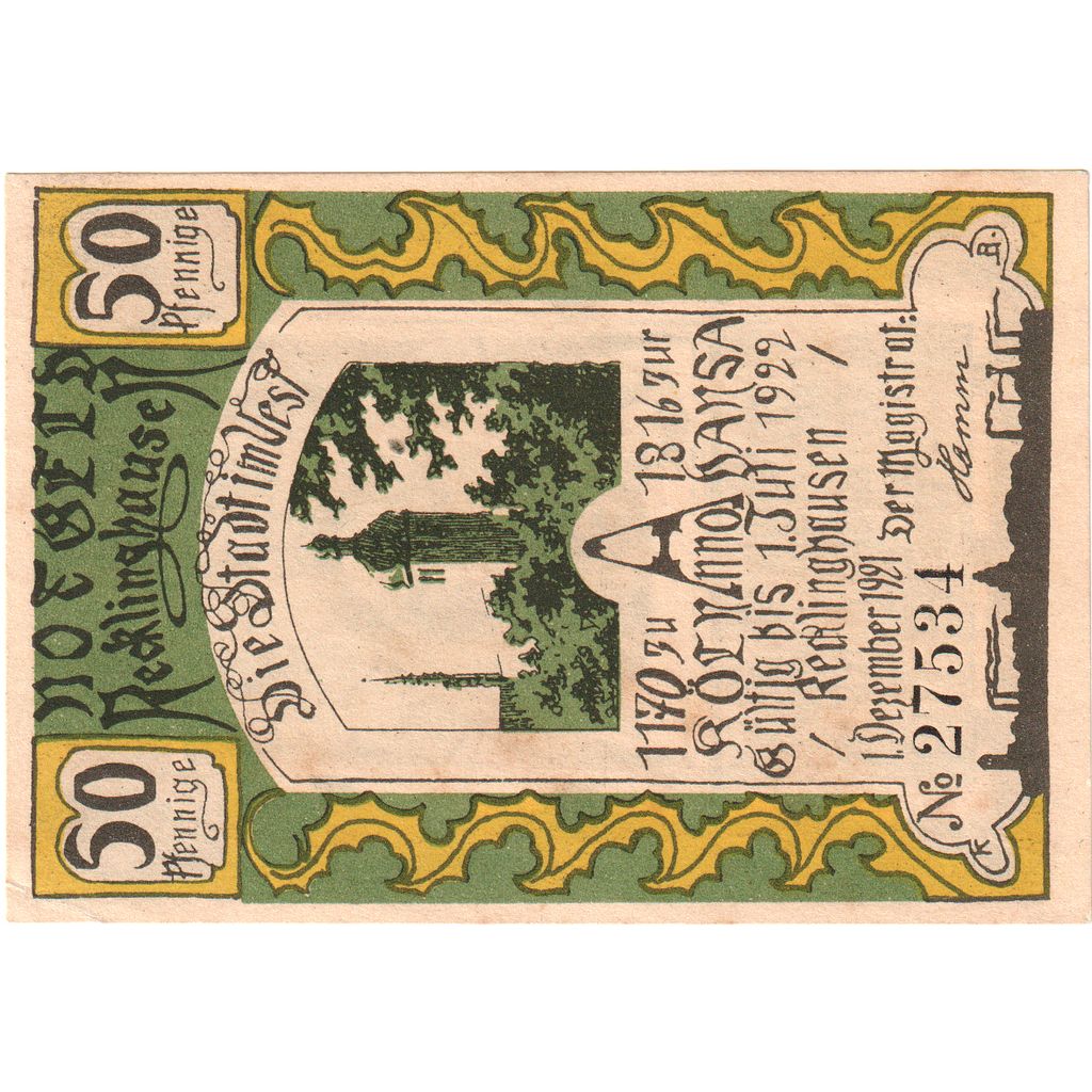 Allemagne, Recklinghausen, 50 Pfennig, 1921-12-01, SPL