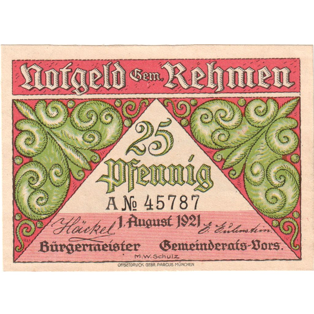 Duitsland, Rehmen, 25 Pfennig, 1921-08-01, SPL