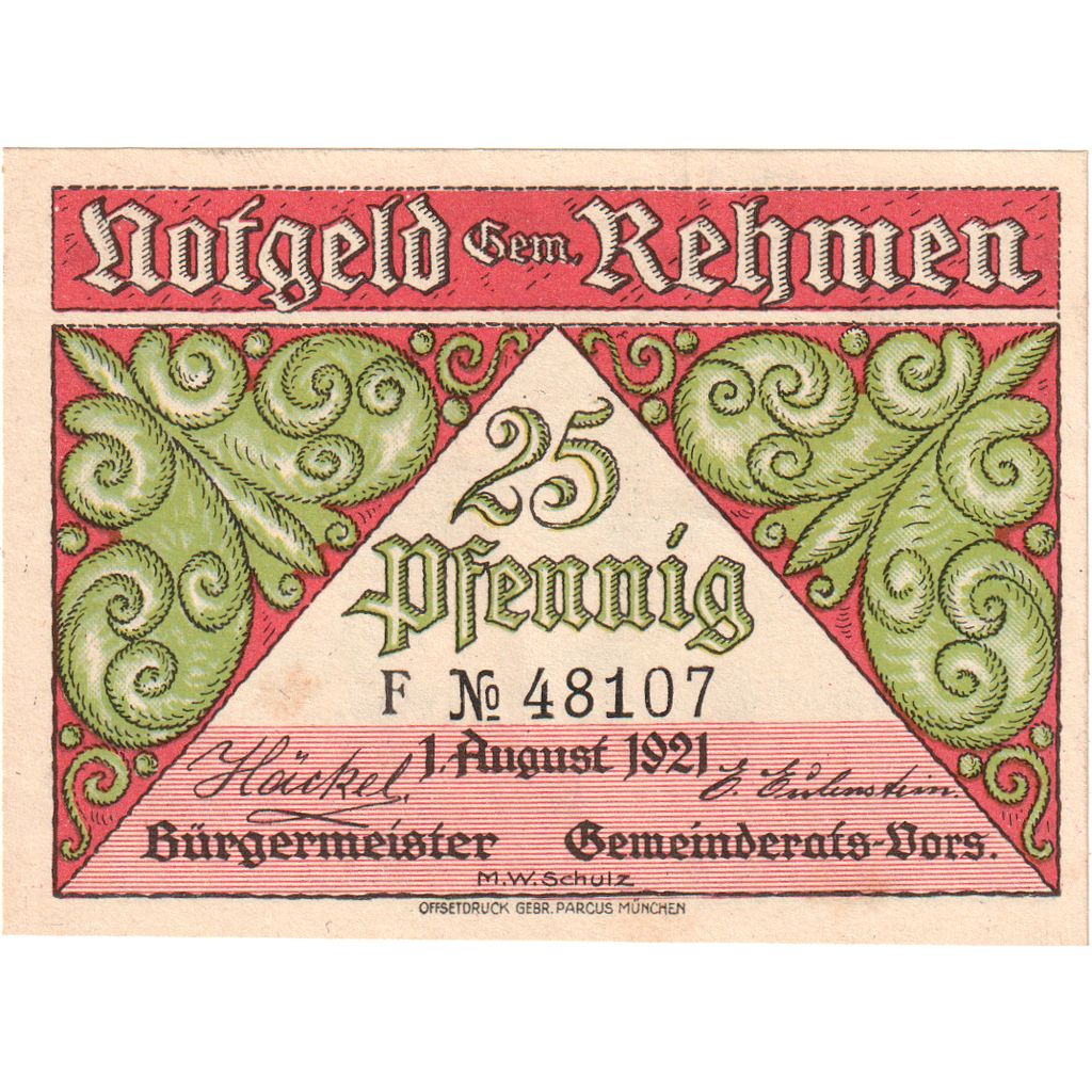 Alemania, Rehmen, 25 Pfennig, 1921-10-01, SC