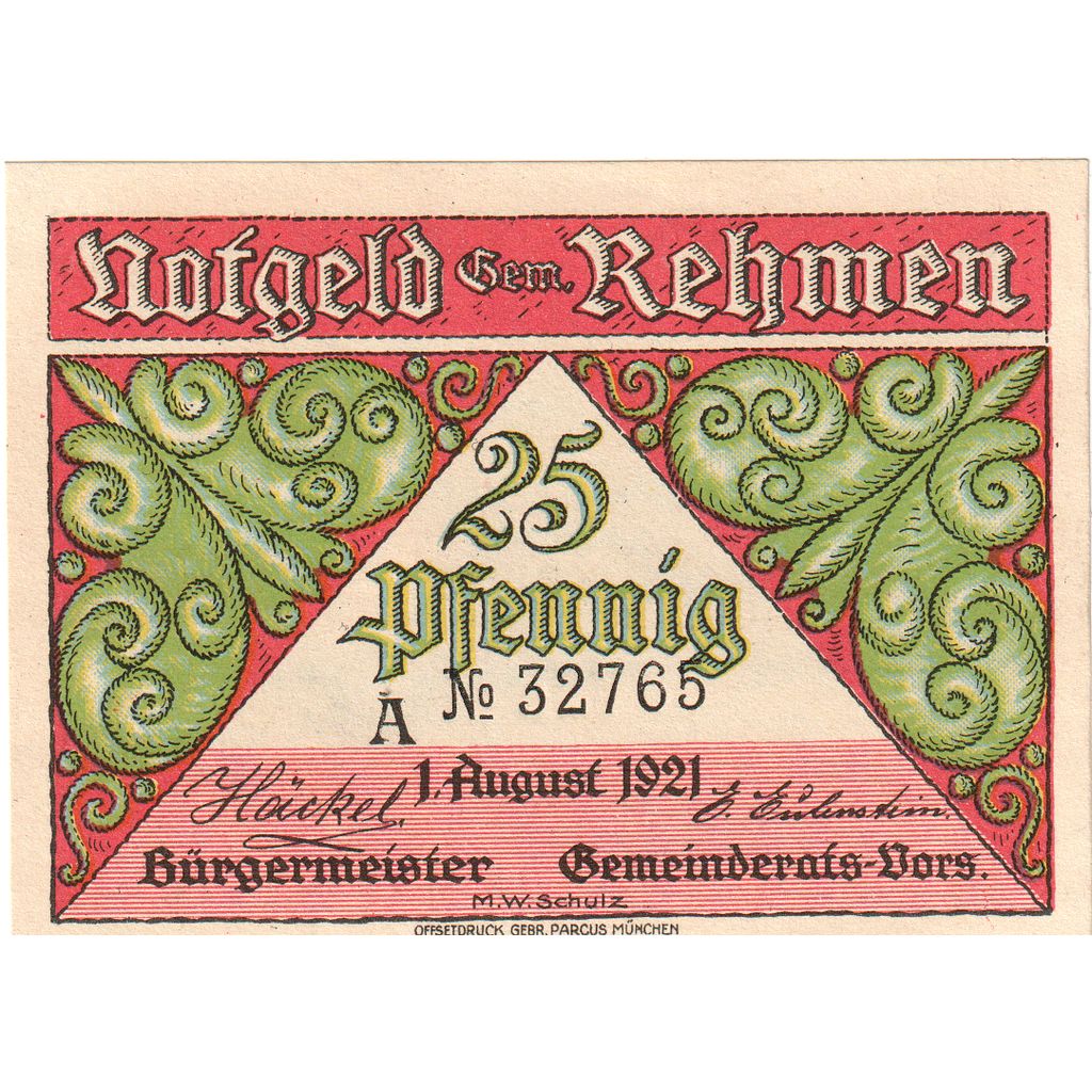 Alemania, Rehmen, 25 Pfennig, 1921-08-01, SC
