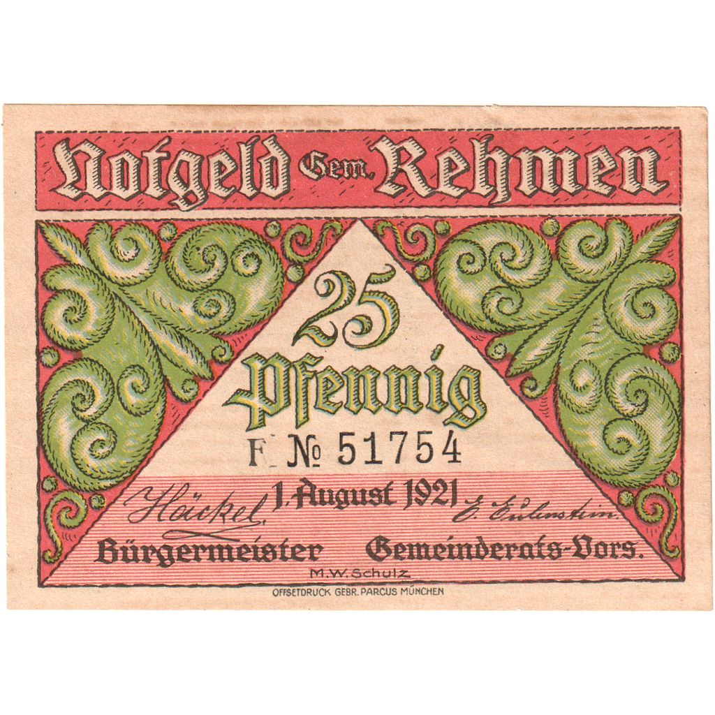 Duitsland, Rehmen, 25 Pfennig, 1921-08-01, SPL