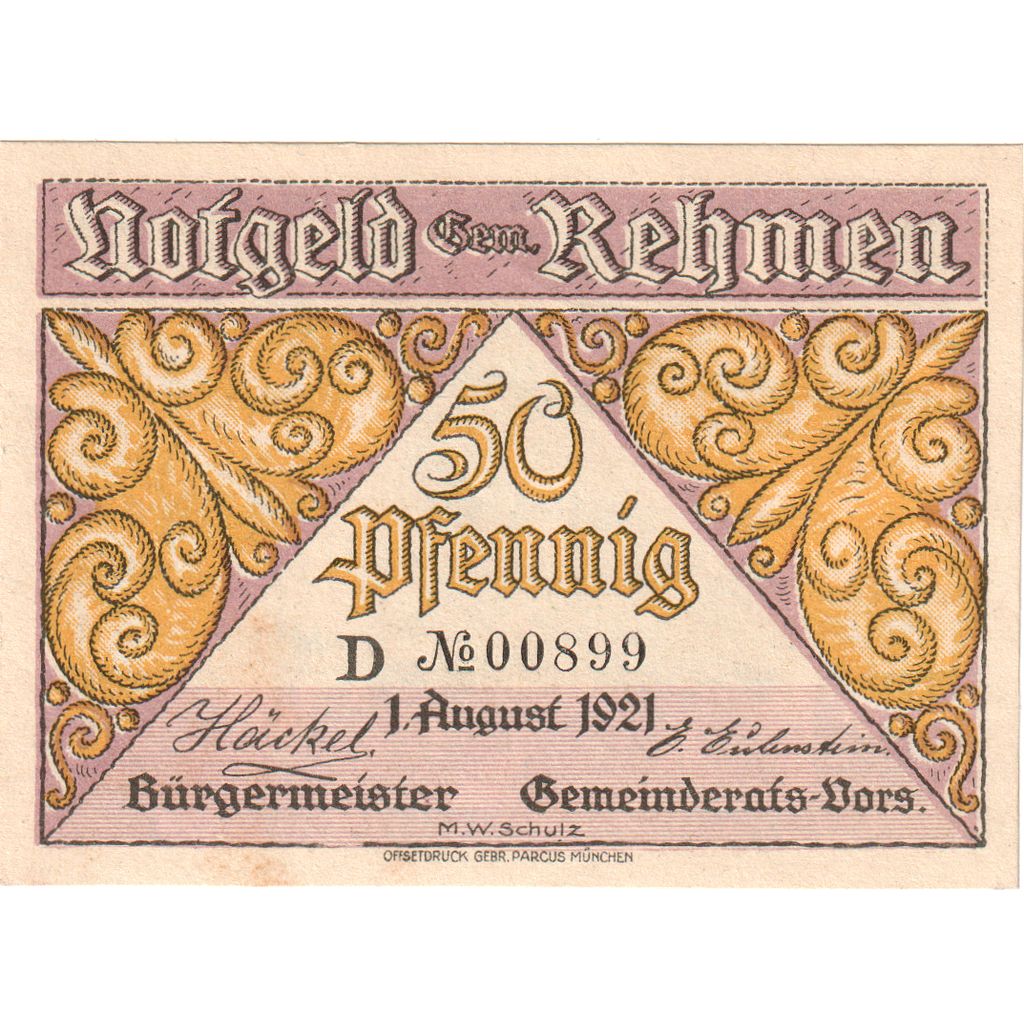 Deutschland, Rehmen, 50 Pfennig, 1921-08-01, UNZ-