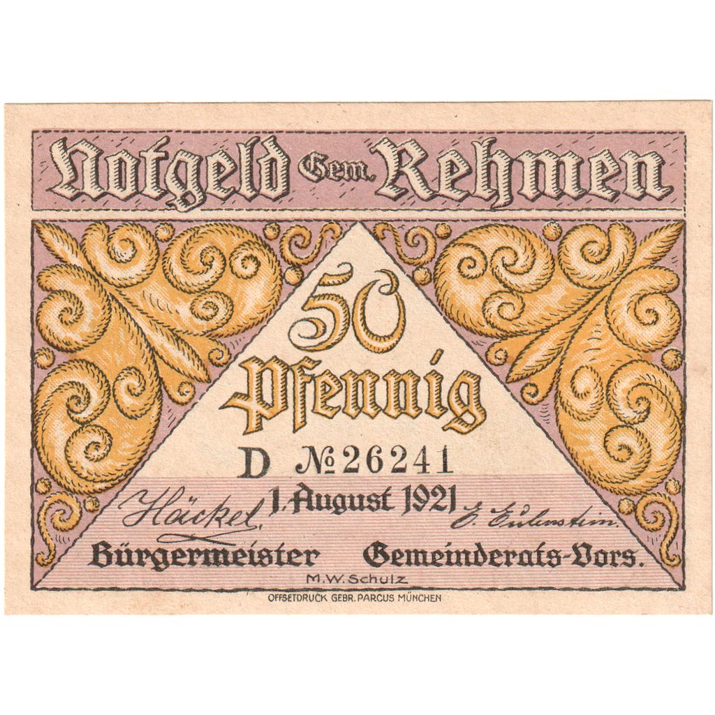 Duitsland, Rehmen, 50 Pfennig, 1921-08-01, SPL
