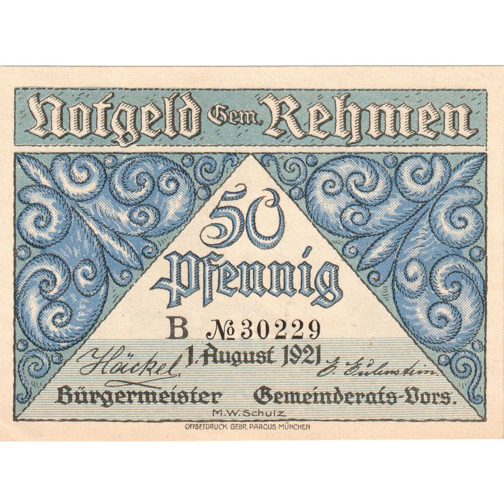 Allemagne, Rehmen, 50 Pfennig, 1921-08-01, SPL