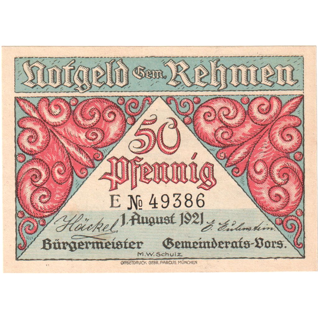 Duitsland, Rehmen, 50 Pfennig, 1921-08-01, SPL