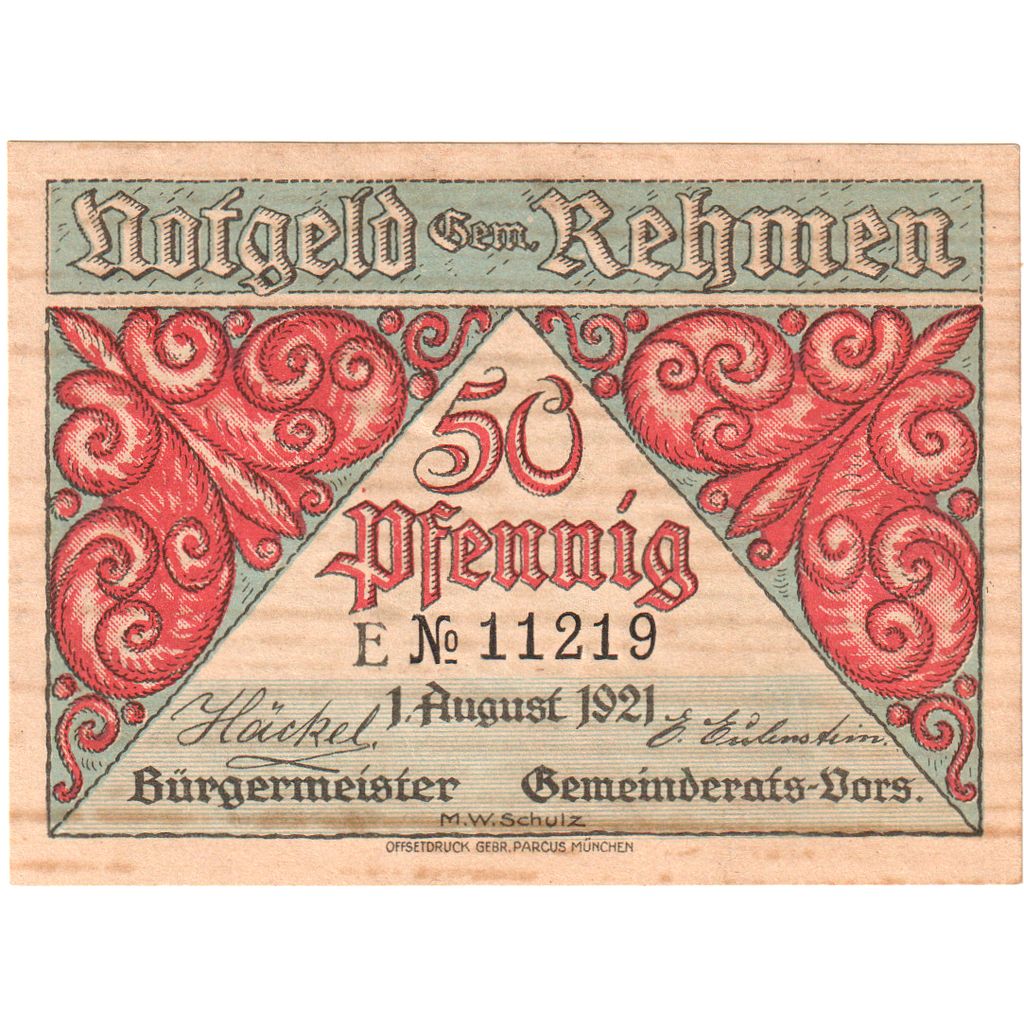 Duitsland, Rehmen, 50 Pfennig, 1921-08-01, SPL