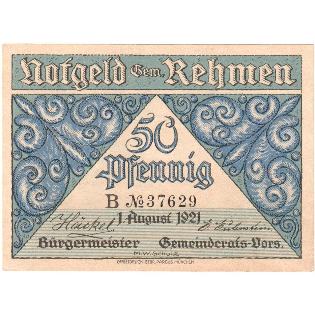 Alemanha, Rehmen, 50 Pfennig, 1921-08-01, UNC(63)
