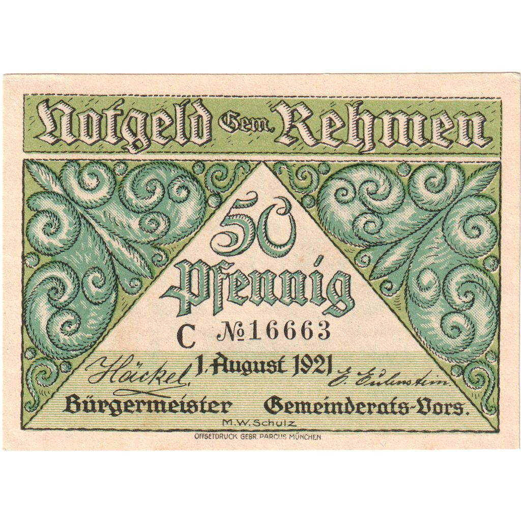 Duitsland, Rehmen, 50 Pfennig, 1921-08-01, SPL