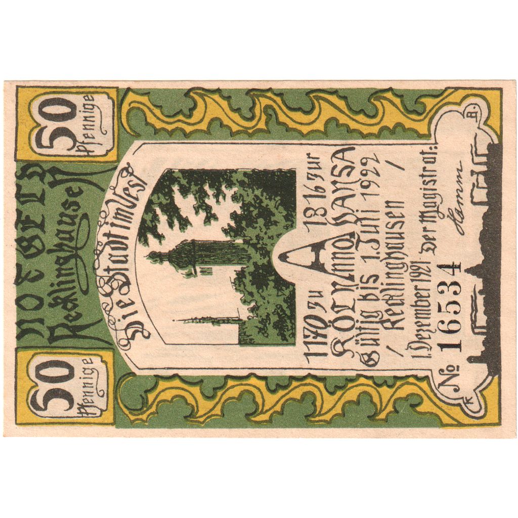 Alemania, Recklinghausen, 50 Pfennig, 1921-12-01, SC