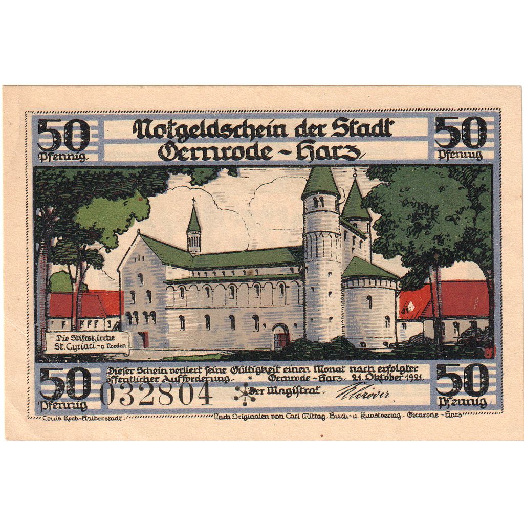 Deutschland, Gernrode-Harz, 50 Pfennig, 1921-10-21, UNZ-