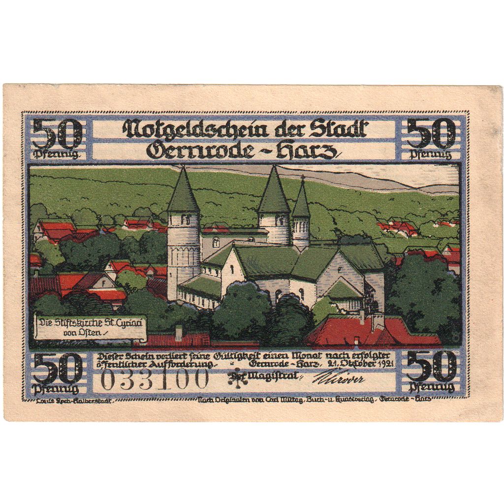 Deutschland, Gernrode-Harz, 50 Pfennig, 1921-10-21, VZ