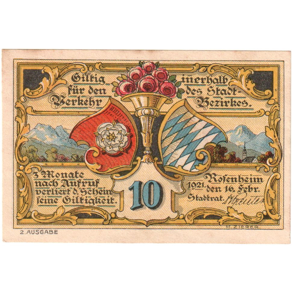 Deutschland, Rosenheim, 10 Pfennig, 1921-02-16, VZ