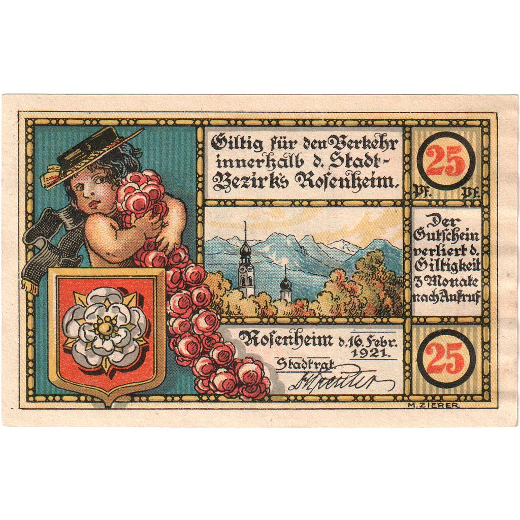 Deutschland, Rosenheim, 25 Pfennig, 1921-02-16, VZ