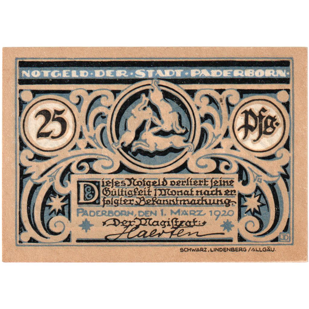 Alemanha, Paderborn, 25 Pfennig, 1920-03-01, UNC(63)