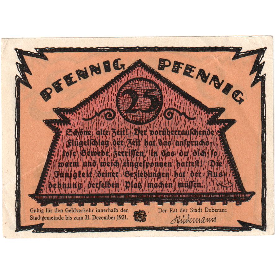 Allemagne, Doberan, 25 Pfennig, 1921-12-31, TTB+
