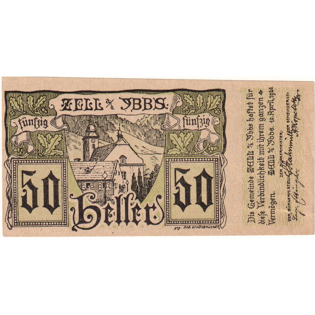 Oostenrijk, Zell a/d Ybbs, 50 Heller, 1920-12-31, SPL