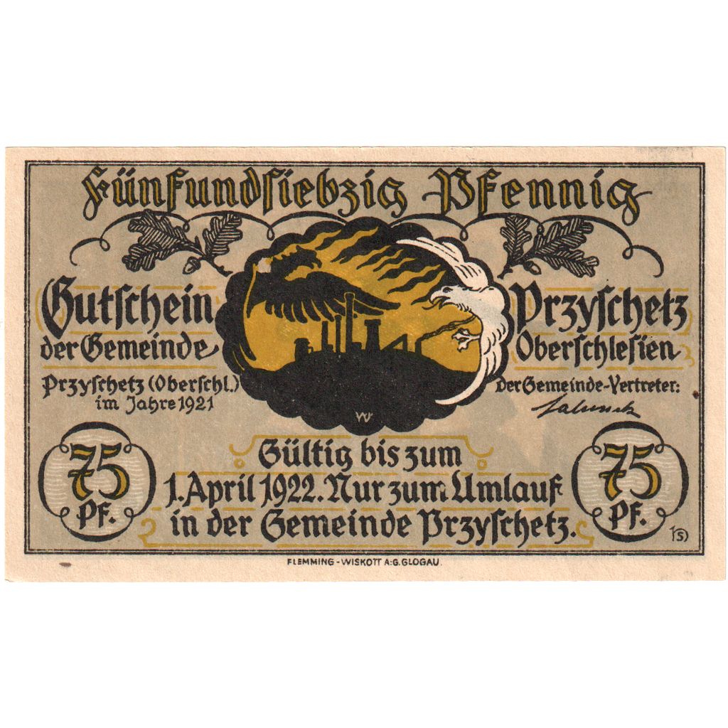 Alemania, Przyschetz, 75 Pfennig, 1922-04-01, SC