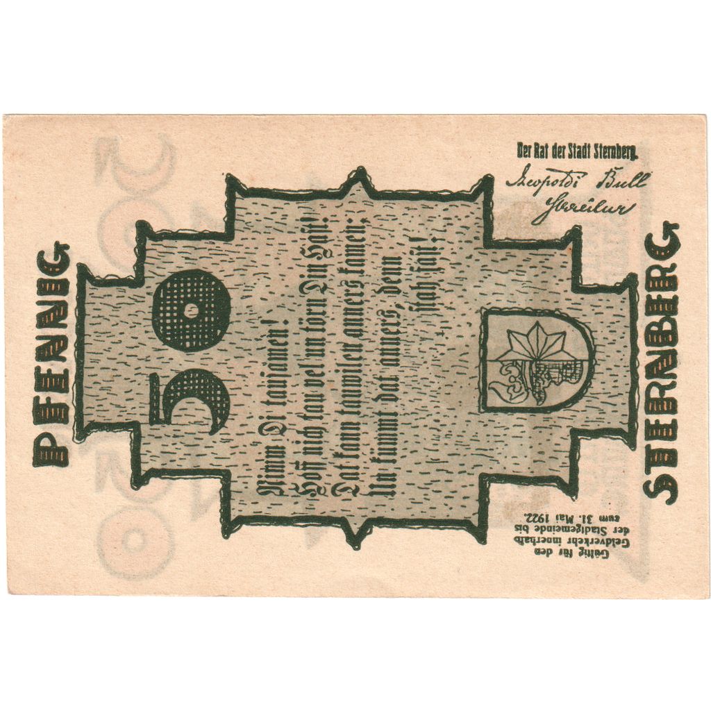 Alemania, Sternberg, 50 Pfennig, 1922-05-31, SC