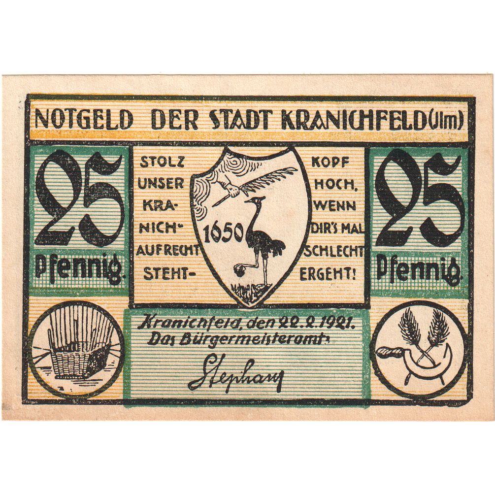 Alemania, Kranichfeld, 25 Pfennig, 1922-02-21, SC