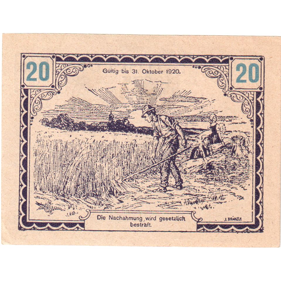 Austria, Ollersbach, 20 Heller, 1920-10-31, SC
