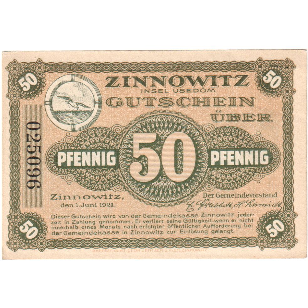 Deutschland, Zinnowitz, 50 Pfennig, 1921-06-01, UNZ-