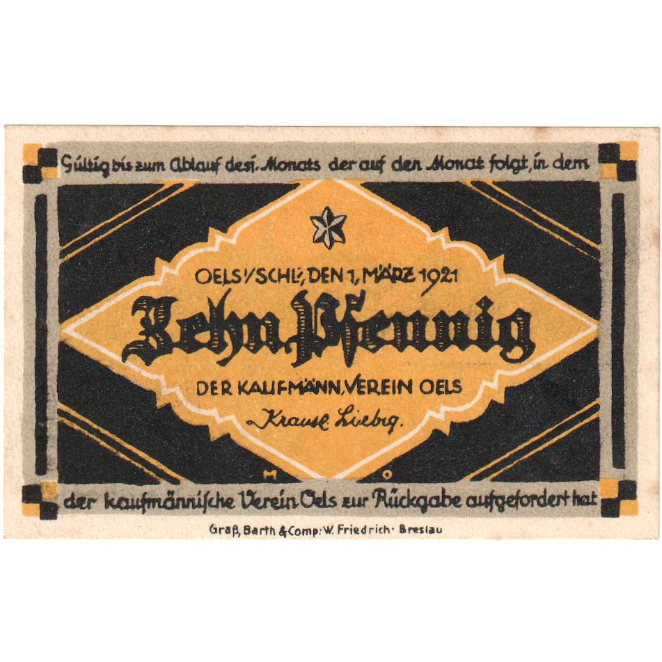 Deutschland, Oels, 10 Pfennig, 1921-03-01, VZ